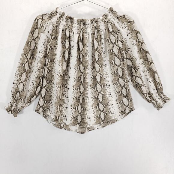 J For Justify Blouse Womens Large Snake Print Off The Shoulder Ruffle Neck Top - Picture 5 of 8